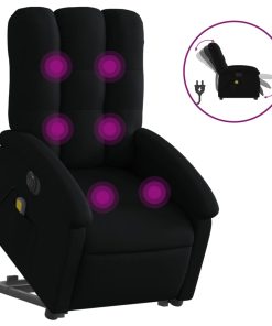 Električni masažni naslonjač na podizanje od tkanine crni