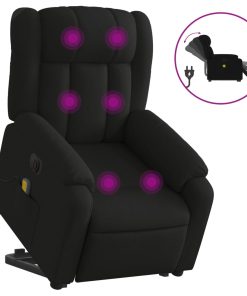 Električni masažni naslonjač na podizanje od tkanine crni