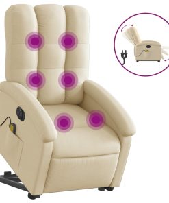 Električni masažni naslonjač na podizanje od tkanine krem