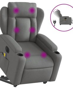 Električni masažni naslonjač na podizanje od tkanine tamnosivi