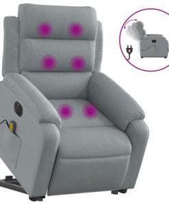 Električni masažni naslonjač na podizanje tkanina svjetlosivi
