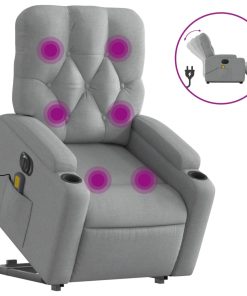 Električni masažni naslonjač na podizanje tkanina svjetlosivi