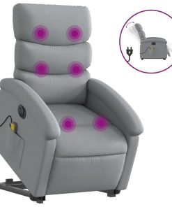 Električni masažni naslonjač na podizanje tkanina svjetlosivi