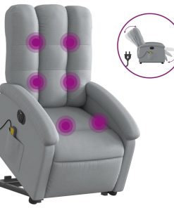 Električni masažni naslonjač na podizanje tkanina svjetlosivi