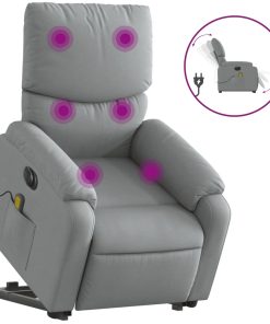 Električni masažni naslonjač na podizanje tkanina svjetlosivi