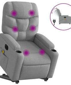Električni masažni naslonjač na podizanje tkanina svjetlosivi