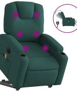 Električni masažni naslonjač na podizanje tkanina tamnozeleni