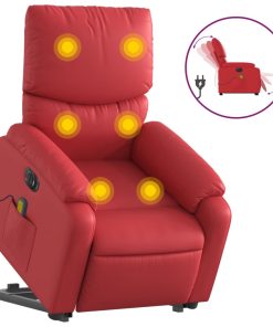 Električni masažni naslonjač na podizanje umjetna koža crveni