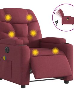 Električni masažni naslonjač od tkanine crvena boja vina