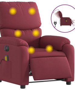Električni masažni naslonjač od tkanine crvena boja vina