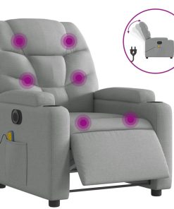Električni masažni naslonjač od tkanine svjetlosivi