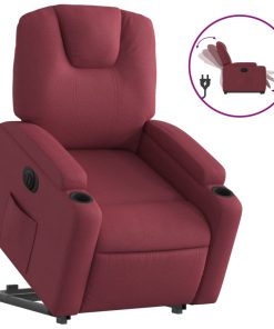 Električni naslonjač na podizanje od tkanine boja vina