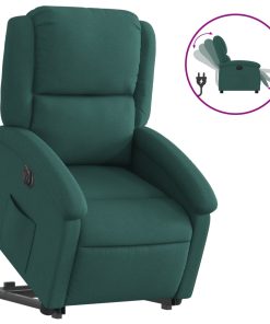 Električni naslonjač na podizanje tkanina tamnozeleni