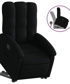 Naslonjač na podizanje od tkanine crni