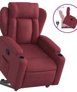 Naslonjač na podizanje od tkanine crvena boja vina