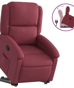 Naslonjač na podizanje od tkanine crvena boja vina