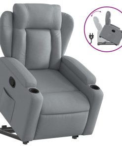 Naslonjač na podizanje od tkanine svjetlosivi