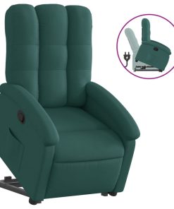 Naslonjač na podizanje od tkanine tamnozeleni