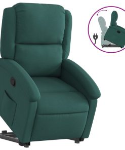 Naslonjač na podizanje od tkanine tamnozeleni