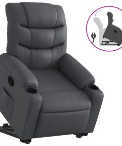Naslonjač na podizanje od umjetne kože siva