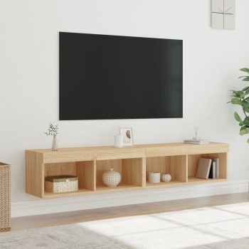 TV ormarići s LED svjetlima 2 kom boja hrasta 80x30x30 cm