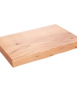 Zidna polica svjetlosmeđa 60x40x(2-6) cm obrađena hrastovina