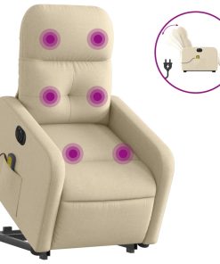 Električni masažni naslonjač na podizanje od tkanine krem