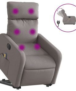 Električni masažni naslonjač na podizanje od tkanine smeđesivi