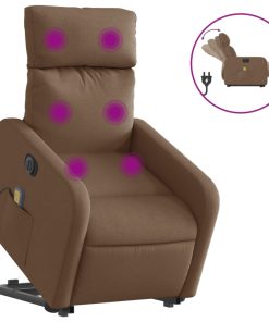 Električni masažni naslonjač na podizanje od tkanine smeđi