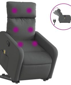 Električni masažni naslonjač na podizanje od tkanine tamnosivi