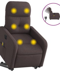 Električni masažni naslonjač na podizanje od tkanine tamnosmeđi