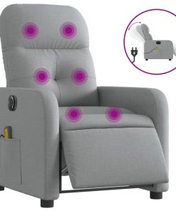 Električni masažni naslonjač od tkanine svjetlosivi