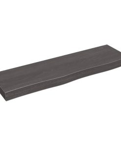 Zidna polica tamnosmeđa 100x30x(2-6) cm od obrađene hrastovine