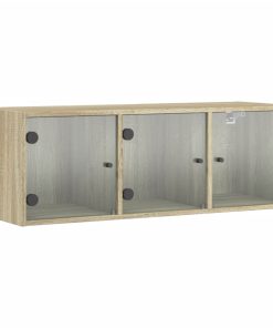 Zidni ormarić sa staklenim vratima boja hrasta 102 x 37 x 35 cm