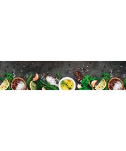 Kuhinjski tepih perivi s uzorkom začina 60 x 300 cm baršunasti