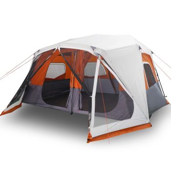 Šator za kampiranje LED svjetlosivi-narančasti 443x437x229 cm