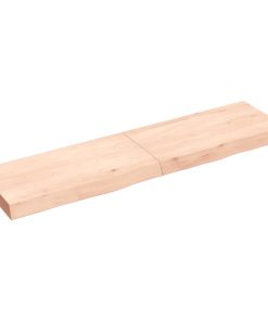 Zidna polica 120 x 30 x (2-6) cm neobrađena masivna hrastovina