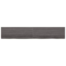 Zidna polica tamnosmeđa 220x40x(2-6) cm od obrađene hrastovine
