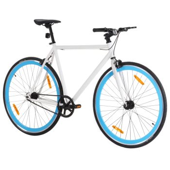 Bicikl s fiksnim zupčanikom bijelo-plavi 700c 51 cm