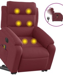 Električni masažni naslonjač na podizanje od tkanine boja vina