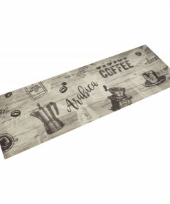 Kuhinjski tepih perivi s natpisom 60 x 180 cm baršunasti sivi