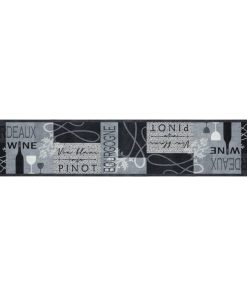 Kuhinjski tepih perivi s uzorkom boce vina 60x300 cm baršunasti