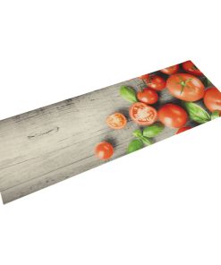 Kuhinjski tepih perivi s uzorkom rajčica 45 x 150 cm baršunasti