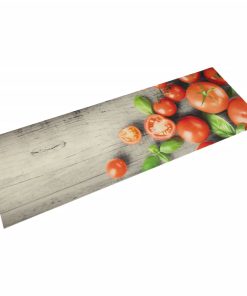 Kuhinjski tepih perivi s uzorkom rajčica 60 x 180 cm baršunasti