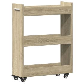 Ormarić s kotačima boja hrasta 60x22x79cm od konstruiranog drva
