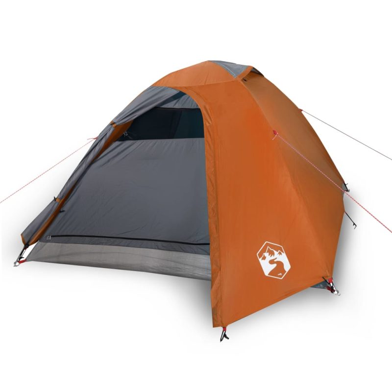 Šator za 2 osobe sivo-narančasti od tkanine vodootporan