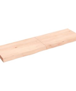Zidna polica 140x40x(2-6) cm neobrađena masivna hrastovina