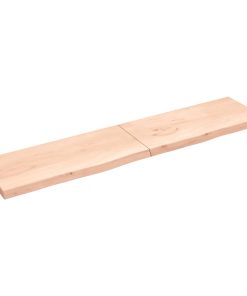 Zidna polica 220x50x(2-6) cm neobrađena masivna hrastovina