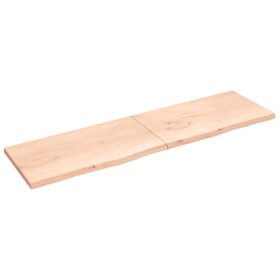 Zidna polica 220x60x(2-4) cm neobrađena masivna hrastovina