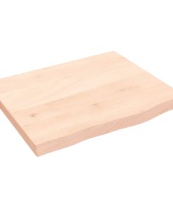 Zidna polica 60x50x(2-4) cm neobrađena masivna hrastovina